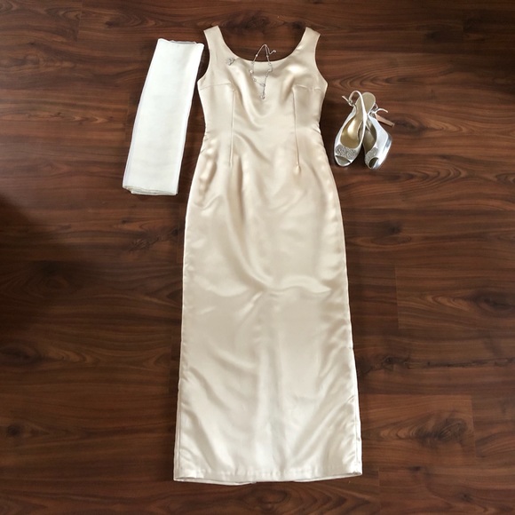 Champagne Formal Dress w/ shawl - Picture 2 of 10